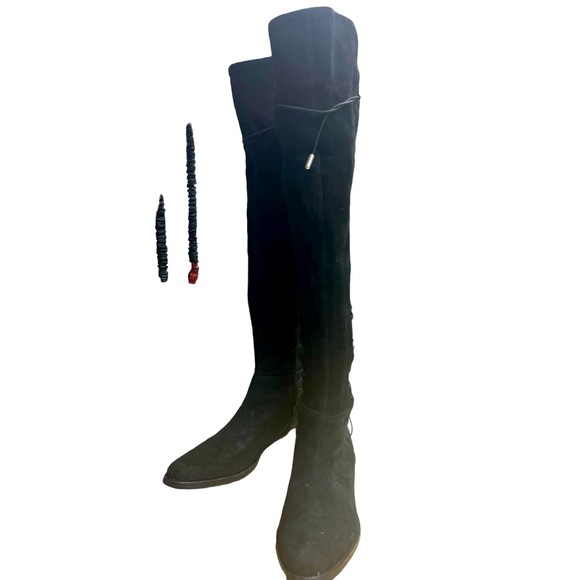Schutz brand over the knee suede boots w/ lace up the back size 7.5 leather - Picture 2 of 7